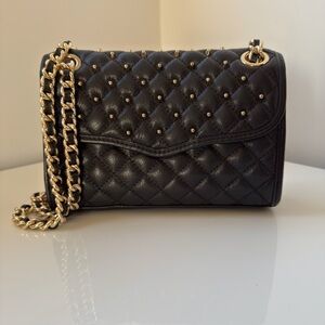 Rebecca Minkoff Black Studded Crossbody with Gold Chain